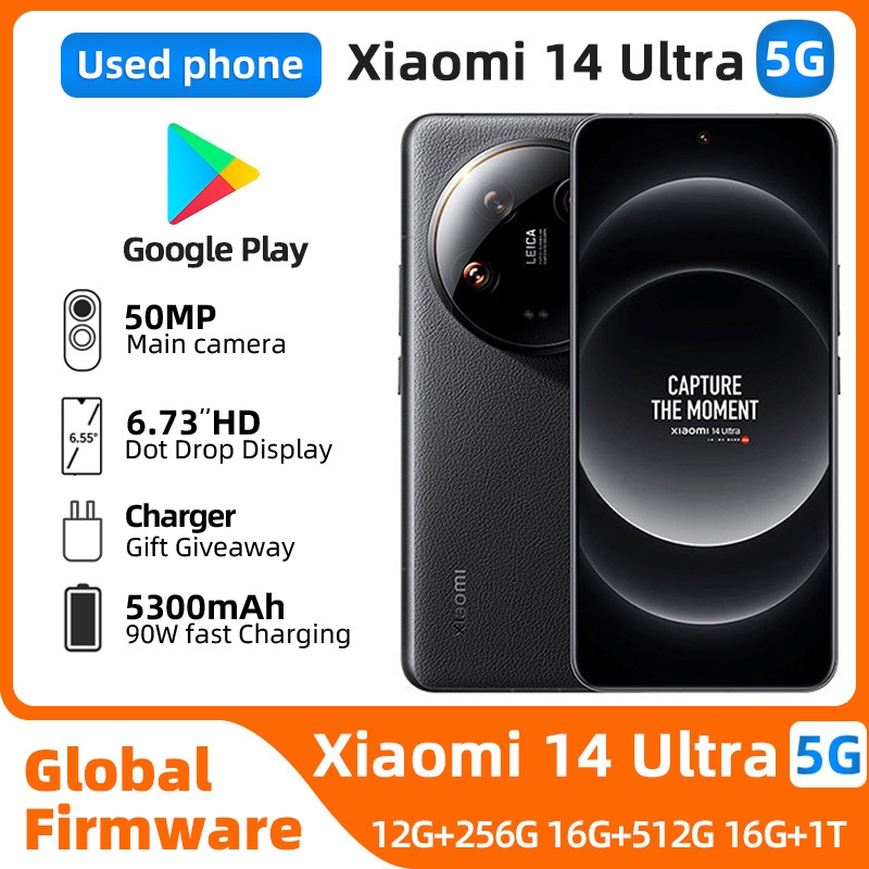 โทรศัพท์มือสองXiaomi 14 Ultra 5g Legit ในสภาพดีปลดล็อคสมาร์ทโฟน Android