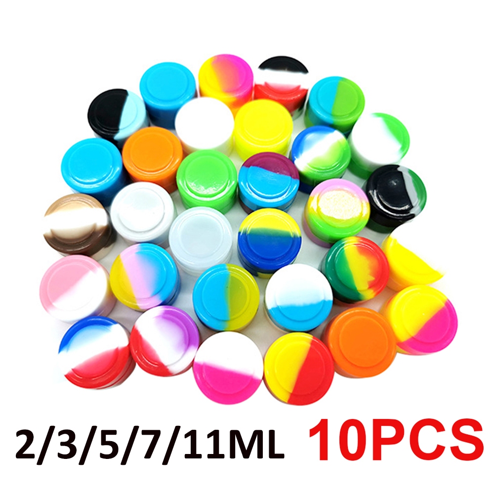 10PCS ซิลิโคนคอนเทนเนอร์ 2ML 3ML 5ML 7ML Jar