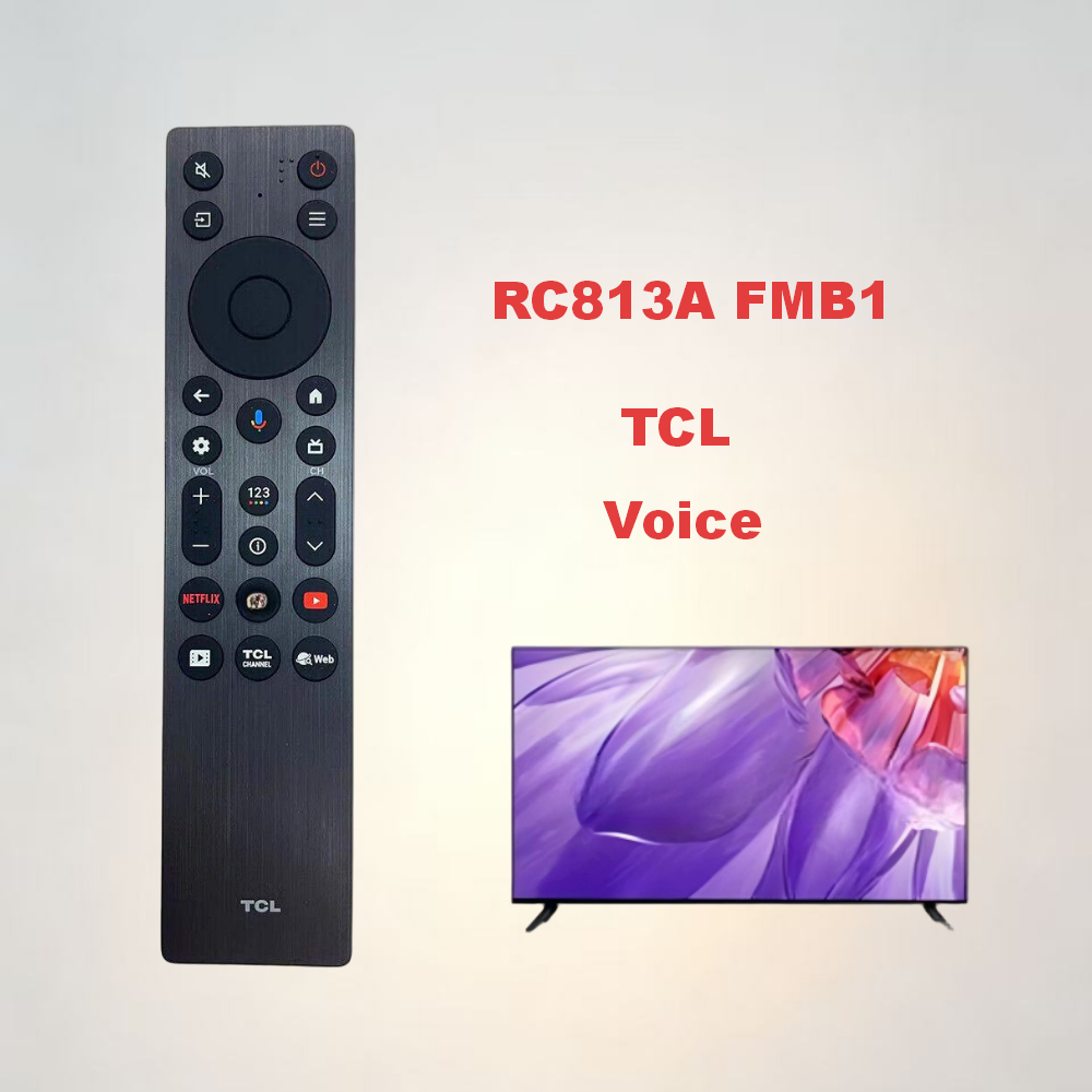 เหมาะสําหรับ RC813A FMB1 TCL เสียงอัจฉริยะบลูทูธรีโมทคอนโทรลทีวี,สากลสําหรับ 2025 TCL 75T6C