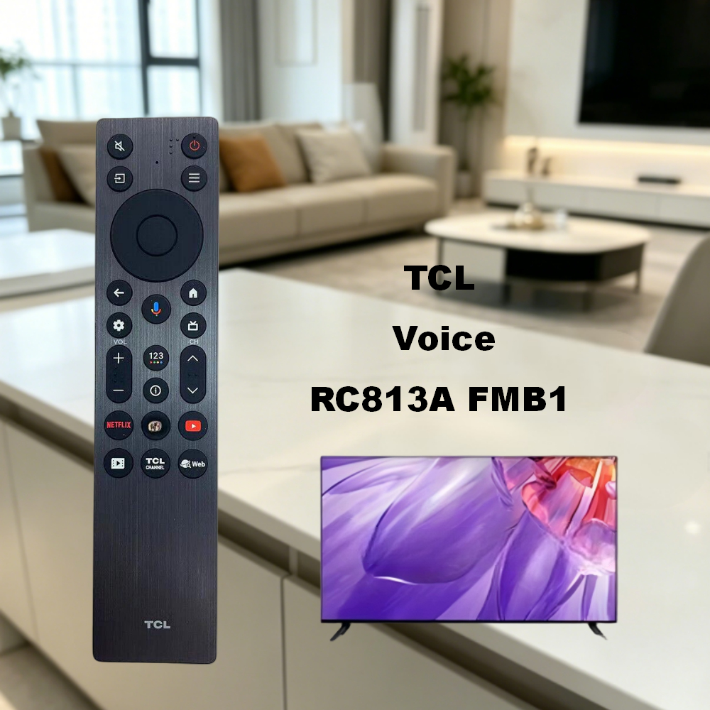 เหมาะสําหรับ TCL RC813A FMB1 เสียงอัจฉริยะบลูทูธรีโมทคอนโทรลทีวี,สากลสําหรับ 2025 TCL 75T6C