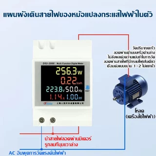 🔥ส่งจากไทย🔥6IN1 เครื่องวัดแรงดันไฟฟ้าความถี่ D52-2066 ติดราง DIN จอ LCD สี HD AC monitor 110V 220V 380V 100A KWH