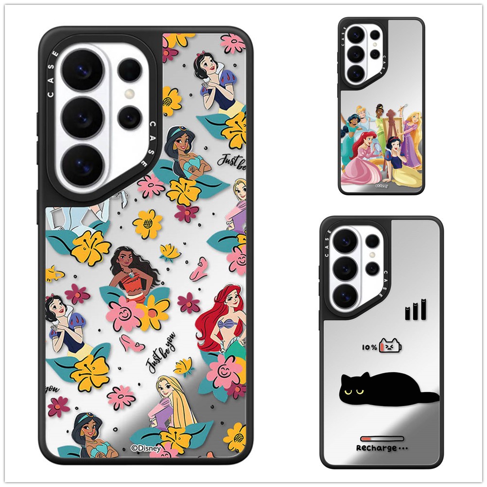 สําหรับ Samsung S26 S25 S24 S23 Ultra Plus Princess Cat Bunnies สติกเกอร์ Hard กลับกันกระแทกกระจกกรณี