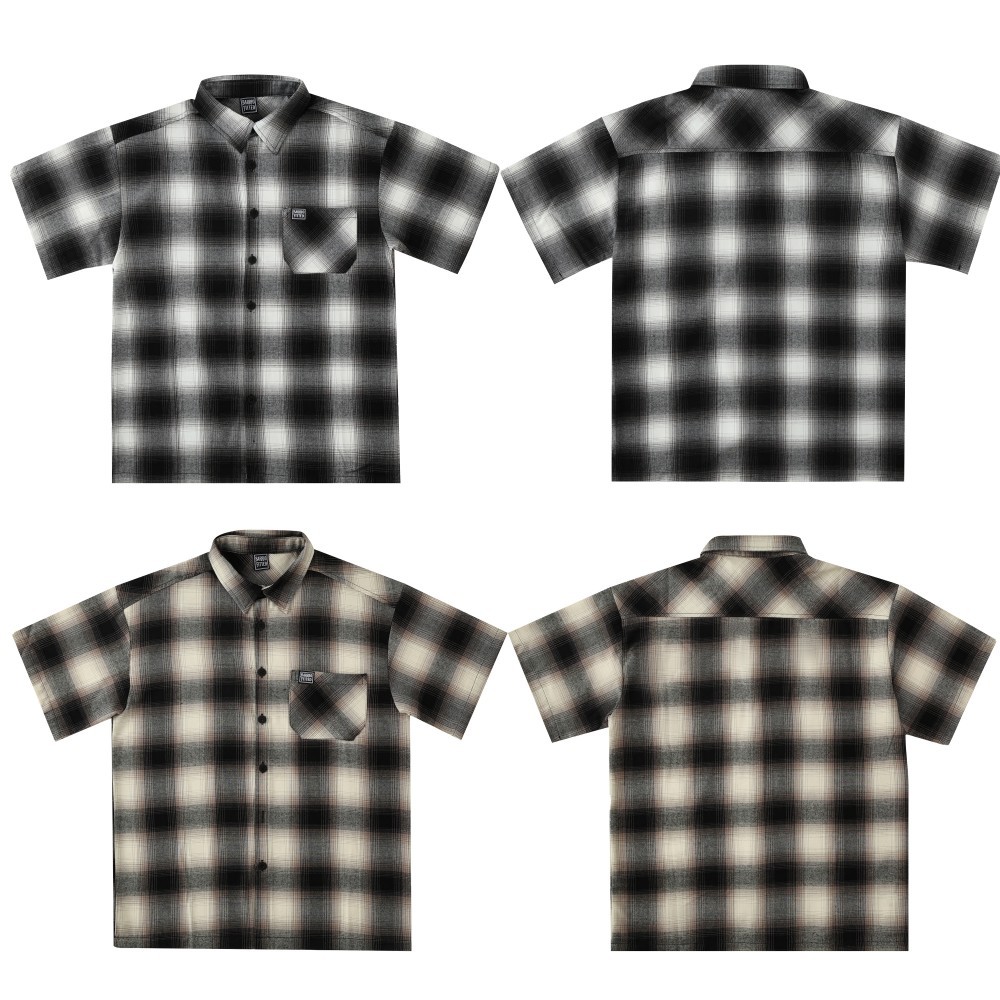 BARRIO FITTED Streetwear Chicano ขนาดใหญ่ Heavyweight โพลีเอสเตอร์ผ้าฝ้ายแขนสั้น Cherker เสื้อ Menswear