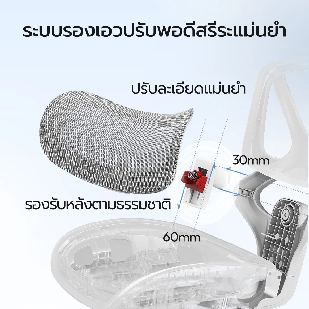 OKDO Balance Ⅱ เก้าอี้สุขภาพ ปรับเอนได้ 165° เก้าอี้เกมมิ่ง นั่งสบาย ตาข่ายระบายอากาศ ตาข่ายไฮเทค Ergonomic chair ปรับความสูงได้ 3 ปี thumbnail 4
