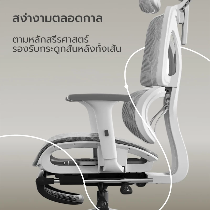 OKDO Balance เก้าอี้ออฟฟิศ เก้าอี้คอม ปรับนอน165° โซฟาปรับเอน เพื่อสุขภาพ Ergonomic ตาข่ายระบายอากาศ ปรับความสูง ไม่ปวดหลัง รับประกัน3ปี thumbnail 5