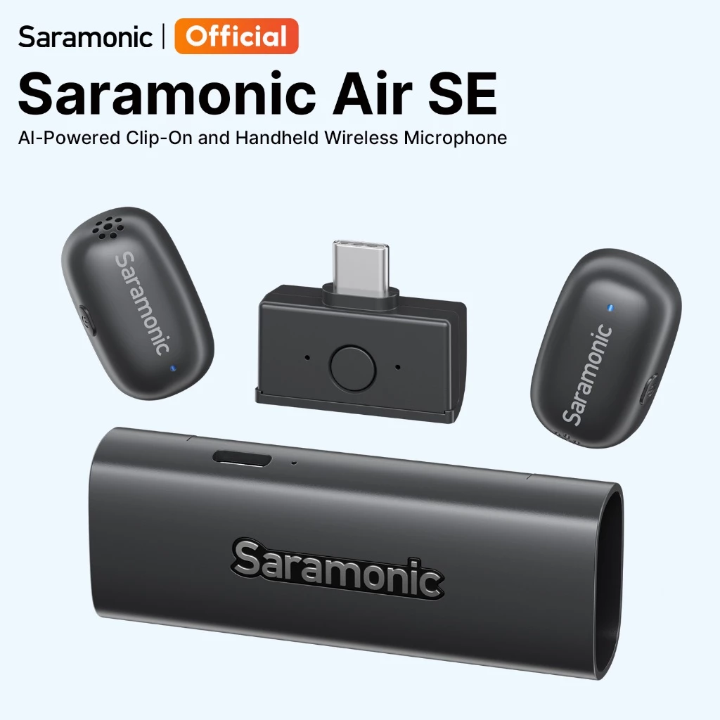 Saramonic Air SE ไมค์ไร้สาย ตัดเสียงรบกวน ขับเคลื่อนด้วย AI ไมค์อัดเสียง แท้ แบบหนีบและแบบมือถือ