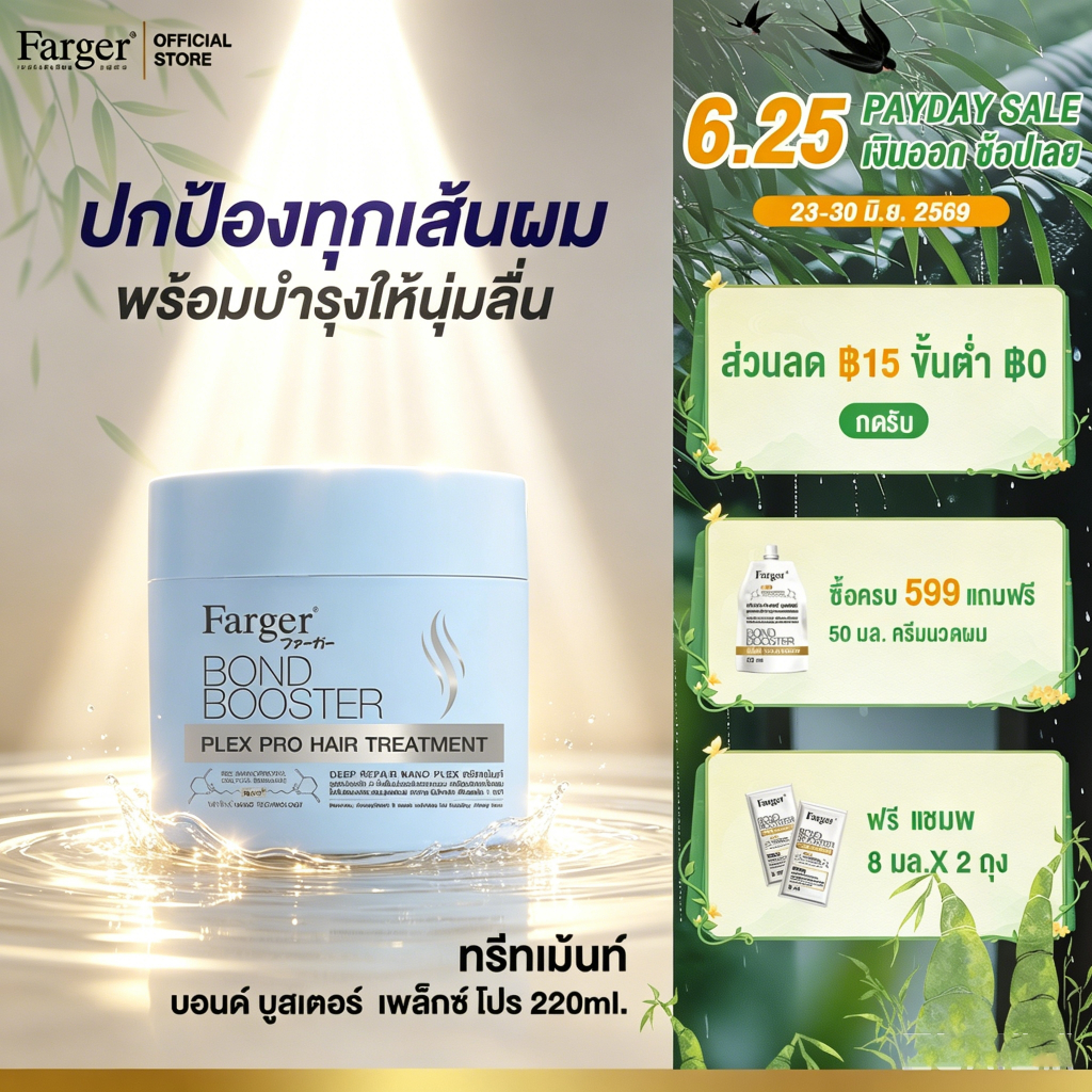 [New] Farger Bond Booster Plex Pro Hair Treatment ทรีทเม้นท์ บำรุงลึก2ชั้น ฟื้นบำรุงพันธะแกนผม เคลือบปิดเกล็ดผม 220 มล.