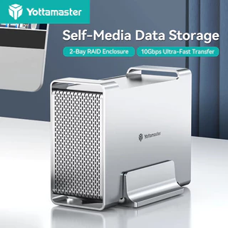 Yottamaster 2 Bay RAID Hard Drive Enclosure อลูมิเนียมภายนอก 2.5 "/3.5 "SSD/HDD Enclosure USB3.1 Gen2 ประเภท C SSD/HDD รองรับ RAID 0/1/SPAN