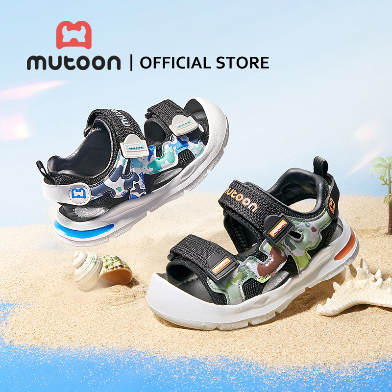 【Mutoon】รองเท้าแตะเด็กปิดนิ้วเท้า พื้นนุ่ม ลายพราง Camo Beach รองเท้าแตะกีฬาเด็ก ใส่สบาย