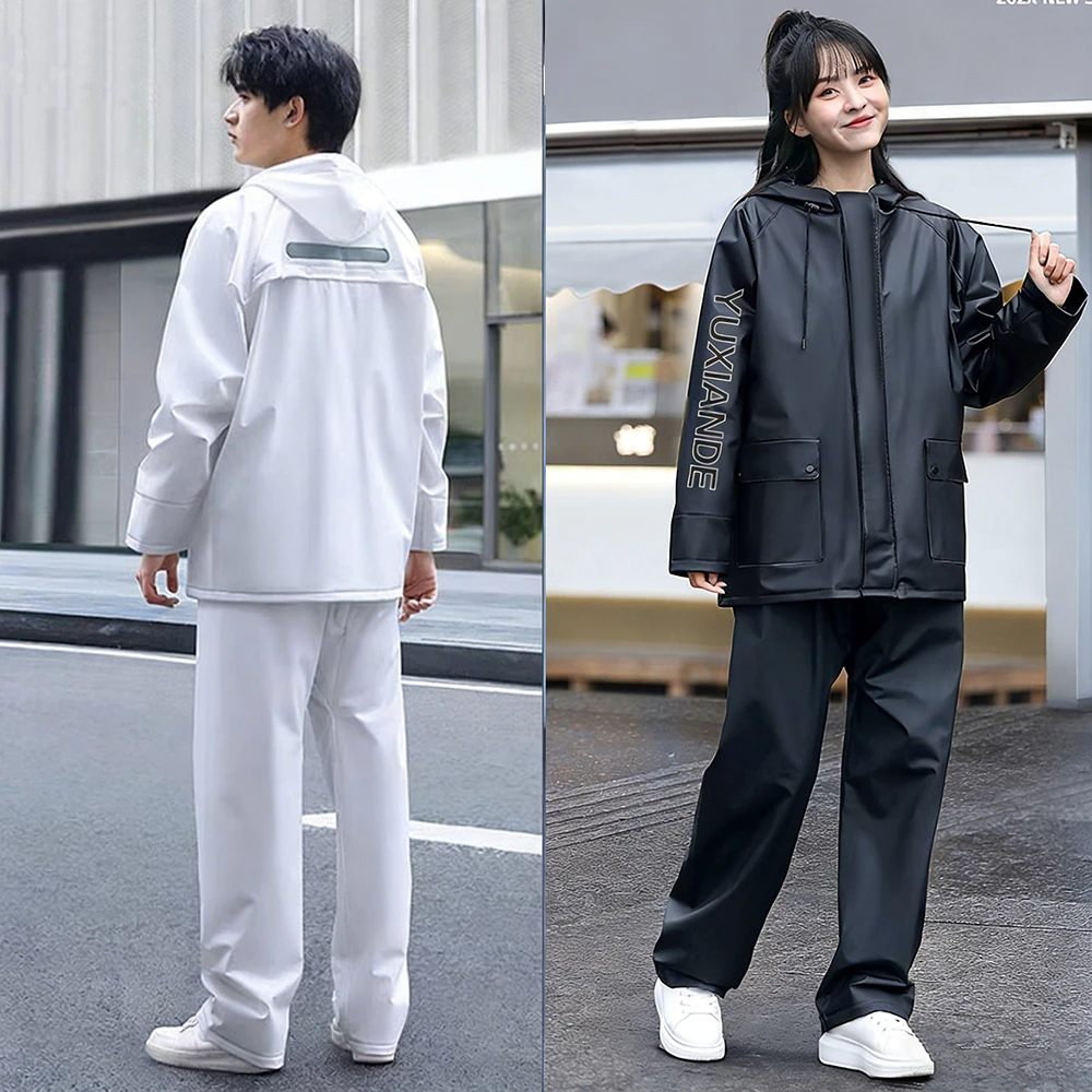 ชุดเสื้อกันฝนเสื้อกัน มีแถบสะท้อนแสงชุดเสื้อกันมอเตอร์ไซค์ฝน+กางเกงฝน