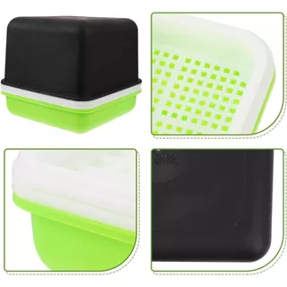 （COD）【ครบชุด 4 ชั้น】กล่องเพาะถั่วงอก 17x17x15.5cm ถาดเพาะเมล็ด ฝาทึบแสงกันแสง ถาดตะแกรงปลูกผัก ถาดรองน้ำระบบไฮโดรโปนิกส์ ไม่ใช้ดิน