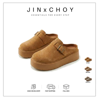 JINxCHOY แฟชั่นย้อนยุคแพลตฟอร์มสวมรองเท้าแตะครึ่งเท้าขี้เกียจฤดูใบไม้ร่วงใหม่เพิ่มความสะดวกสบายในการสวมใส่ด้านนอกรองเท้าลำลองกลางแจ้ง Birkenn ราคาขายส่งโรงงาน