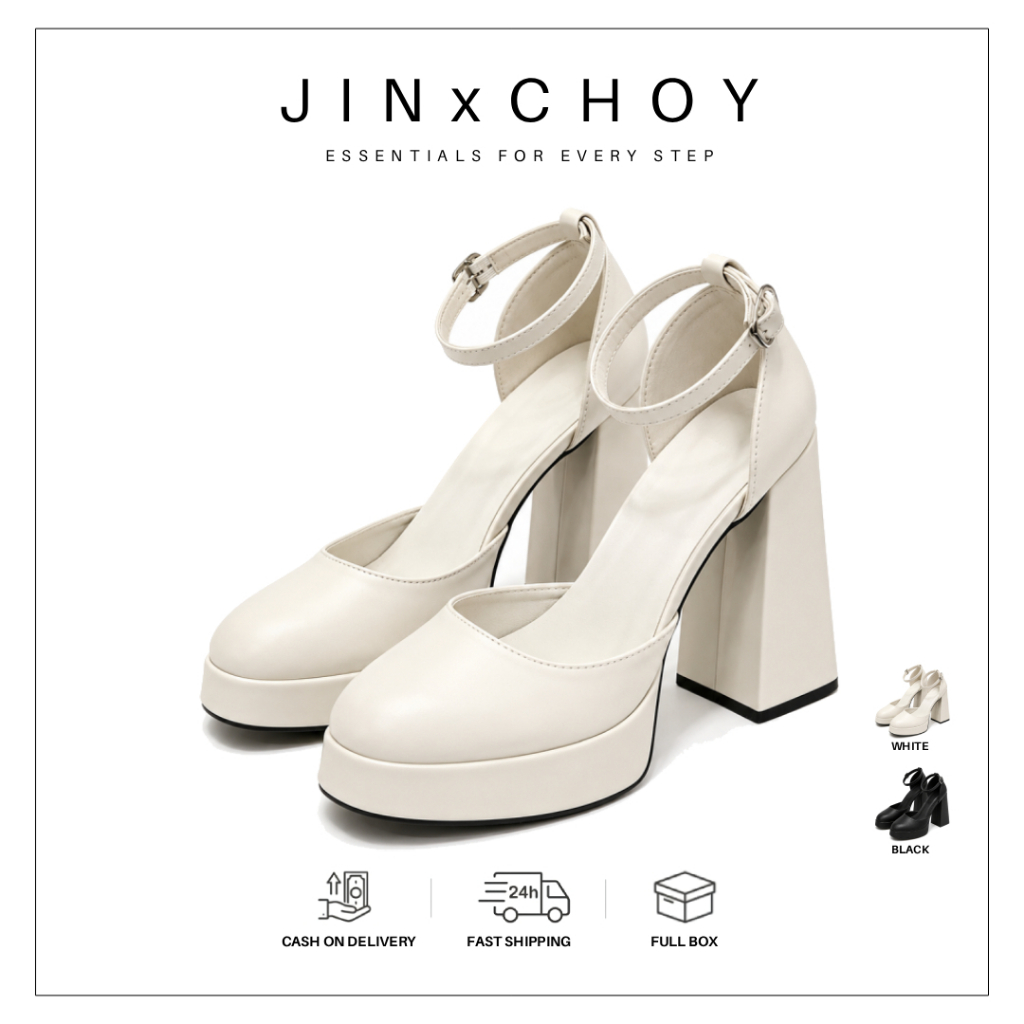 JINxCHOY 2025 สไตล์ใหม่สแควร์ Toe แบนสายคล้องคอสีทึบเรียบง่ายส้นหนารองเท้าส้นสูงแฟชั่น Classy All-Match สวมใส่ด้านนอกรองเท้าส้นสูงโรงงาน