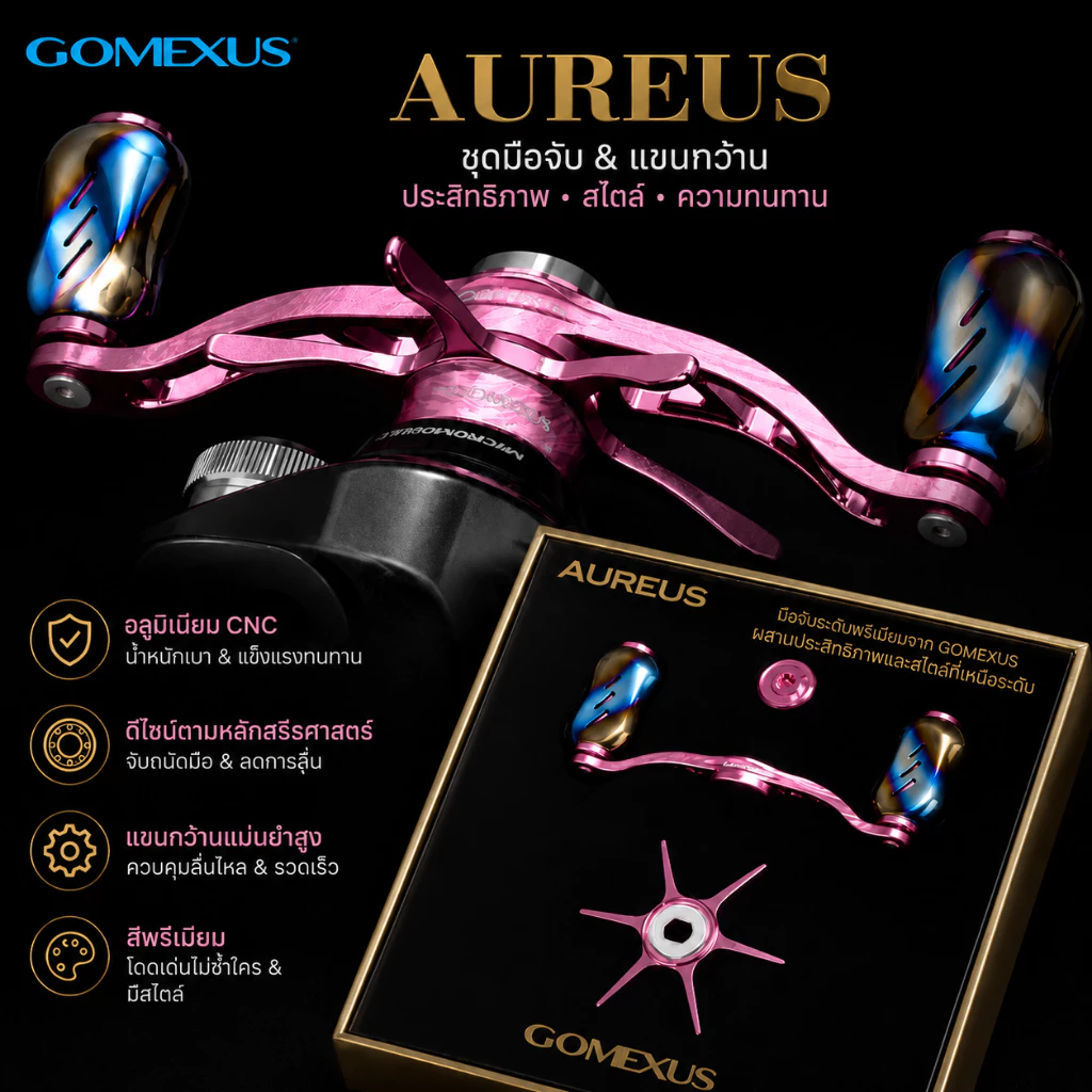 Gomexus แขนแต่งรอก 【เวอร์ชันอัปเกรด สลักลายพิเศษ】90mm อะลูมิเนียม+ไทเทเนียม ด้ามหมุนรอกเบท สำหรับ Daiwa Tatula / Steez / Zillion / Shimano Antares / Curado / Abu Garcia แขนแต่งรอกเบท แขนแต่งรอกสปินนิ่ง รอกตกปลา BDH-T22
