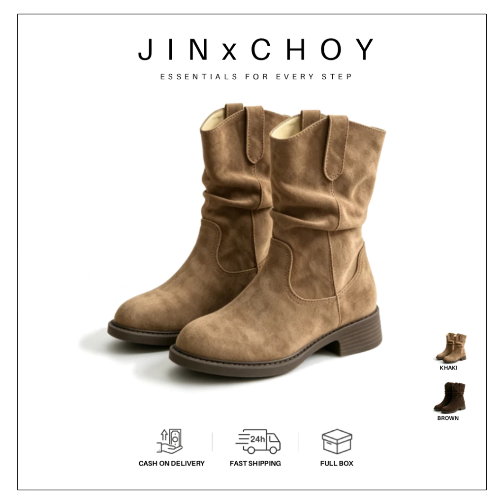 JINxCHOY รองเท้าหนังนิ่มสำหรับฤดูหนาว ออกแบบย้อนยุค สวมใส่ง่ายและสบาย เหมาะสำหรับกิจกรรมกลางแจ้ง