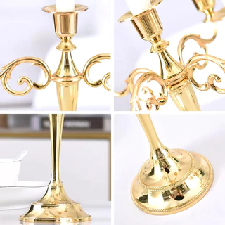 5-Arm Vintage Luxury Metal Candelabra, เชิงเทียนตั้งโต๊ะ, งานแต่งงานและตกแต่งอาหารค่ําโรแมนติก, พร็อพถ่ายรูปที่สวยงาม