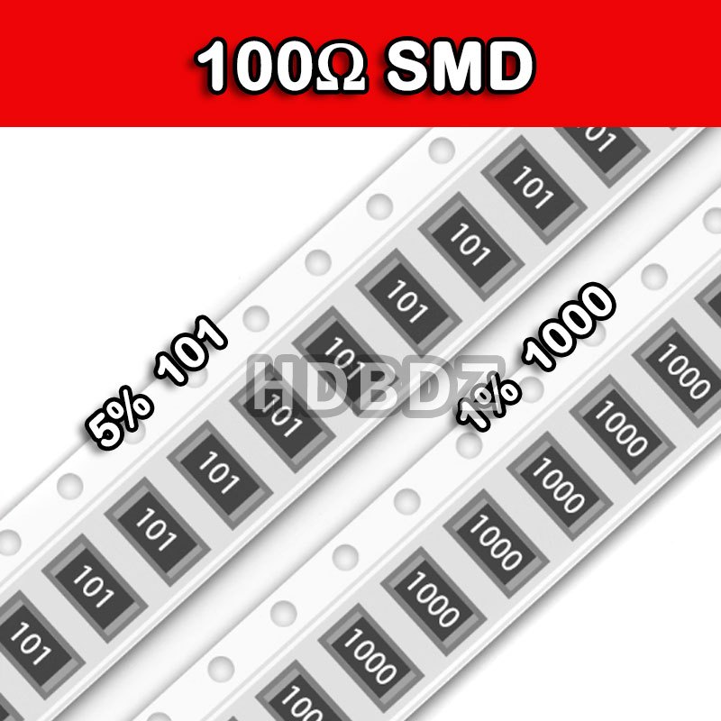 10~50PCS 100RΩ  SMD Resistor ตัวต้านทาน precision 5% 1% 101/1000 01A 0603 0805 1206 2512 IC