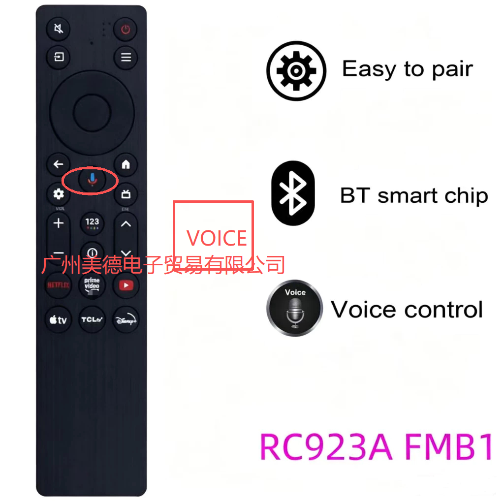 RC923A/FMB1 Voice BacklightรีโมทคอนโทรลสําหรับIFFALCON 32 40 43 นิ้วS55 TV remoteTCL QLED + QLED Min