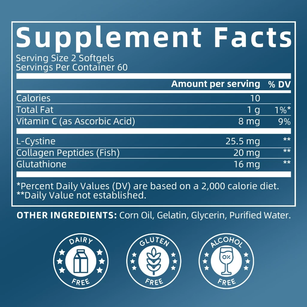 Gpgp Multi-Collagen 120 Capsules Types I II III V X Vitamin C E Hyaluronic Acid thumbnail 8