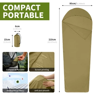 MAPLEAF ซับในถุงนอน Sleeping Bag Liner เบาพิเศษ 123g กันสกปรก สำหรับโรงแรม พกพาเดินป่า