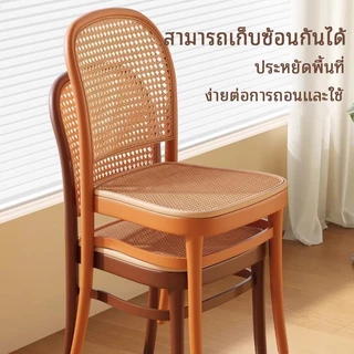 Islandelephant เก้าอี้พลาสติก เก้าอี้พลาสติกลายหวาย เหมาะใช้ทานอาหาร นั่งสบาย ระบายอากาศได้ดี โครงสร้างแข็งแรงทนทาน