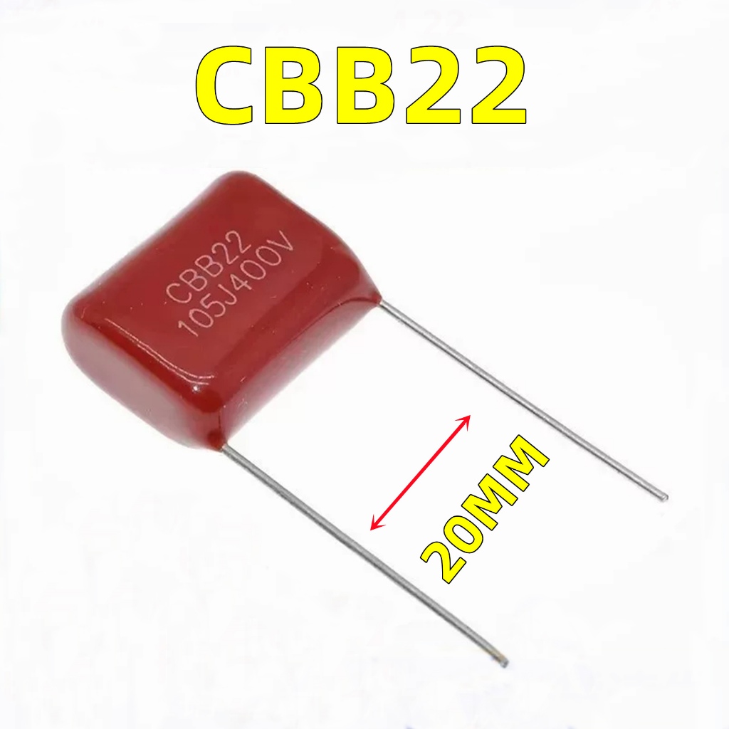 CBB22 ตัวเก็บประจุ 400V 450V 630V 105J 1UF ระยะพิน P = 20 มม. 22 * 14 * 7