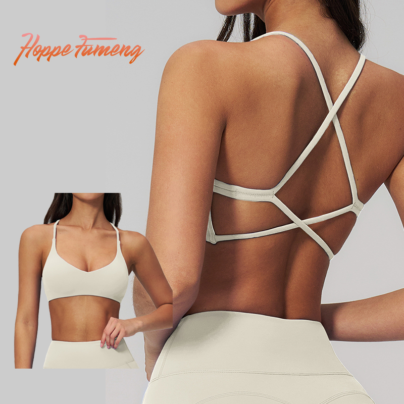 Hope Fumeng ชุดชั้นในสตรี push up สายสะพายไหล่ไขว้ด้านหลังชุดชั้นในโยคะระบายอากาศ
