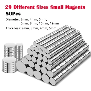 แม่เหล็กขนาดเล็ก 50 ชิ้น, 29 ขนาดที่แตกต่างกัน Tiny Mini Magents, รอบแม่เหล็กติดตู้เย็น Neodymium อเนกประสงค์สําหรับตู้เย็น, DIY, สํานักงาน, งานอดิเรก, งานฝีมือและวิทยาศา