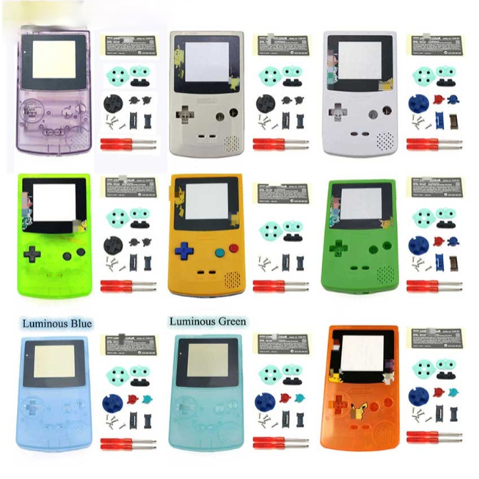 ใหม่พลาสติกเกมเชลล์ที่อยู่อาศัยกรณีเปลี่ยนสําหรับ Gameboy สีเกมคอนโซล GBC SHELL W/ปุ่มชุดสติกเกอร์ป้าย