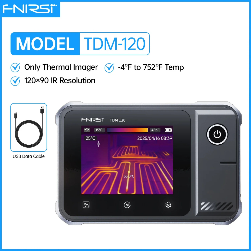FNIRSI TDM-120P 2 IN 1Multimeter การถ่ายภาพความร้อนอินฟราเรดเครื่องทดสอบกล้อง AC 750V/DC 1000V ความต