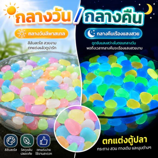 NESTY หินเรืองแสงในที่มืด สําหรับตกแต่งตู้ปลาหินเรืองแสงตกแต่งสวน หินสีพาสเทล สวยทั้งกลางวันก