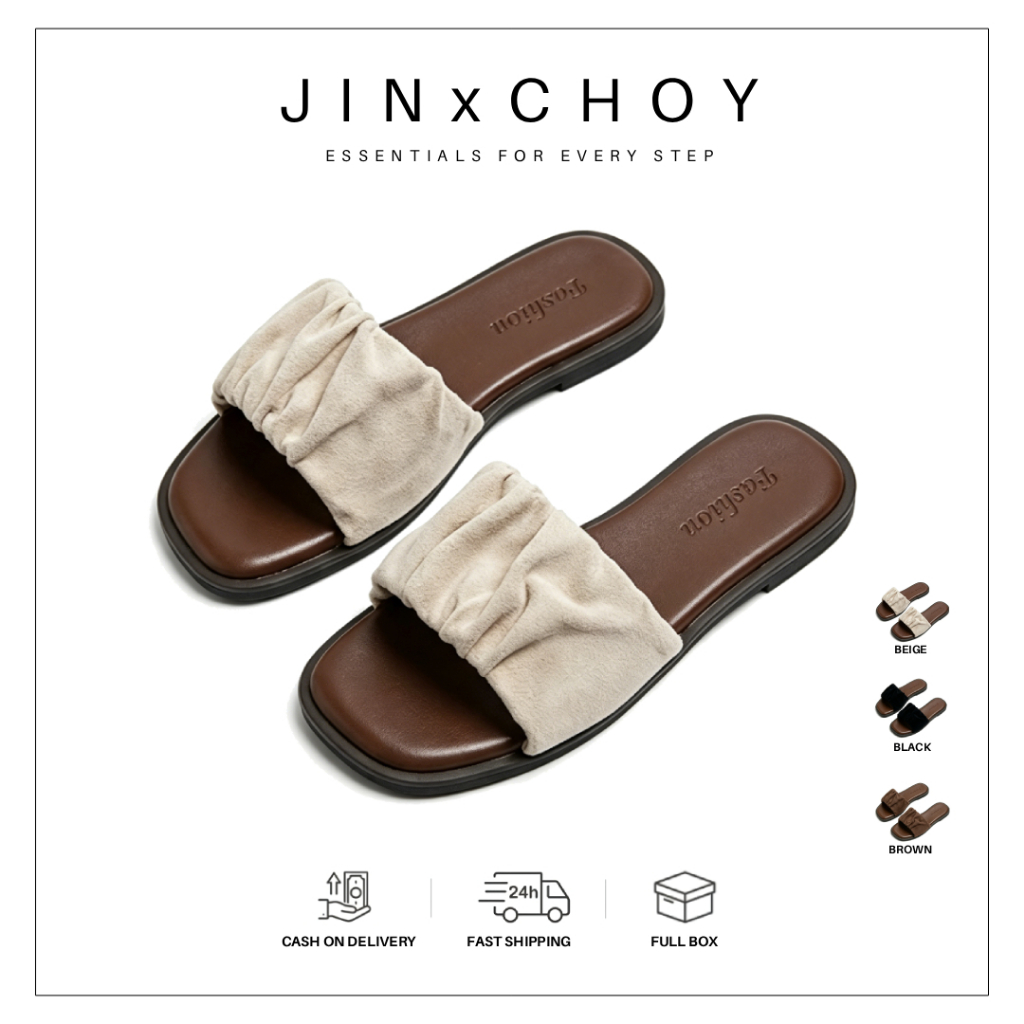 JINxCHOY รองเท้าแตะ เปิดนิ้วเท้า กันลื่น ระบายอากาศ น้ําหนักเบา ใส่สบาย เหมาะกับเดินชายหาดกลางแจ้ง แฟชั่นเรียบง่าย สไตล์เกาหลี สําหรับผู้หญิง และนักเรียน 2024 Y2K