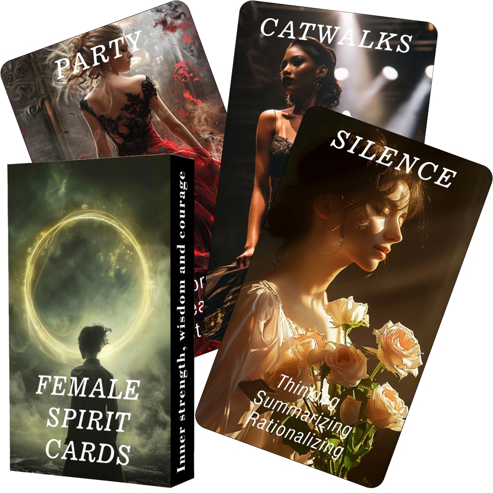 Female Spirit Oracle Cards, การ์ด 56 ใบ สำหรับอ่านรายวันและพัฒนาตนเอง, เหมาะสำหรับมือใหม่, ขนาด 12x7 ซม