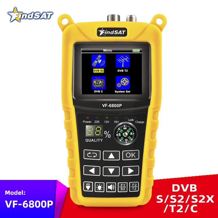 Woopker Satellite Finder VF 6800P รองรับ DVB-T2/DVB S2/DVB C Sat Finder เมตรตัวรับสัญญาณทีวี DVB T2 