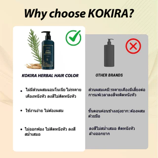 KOKIRA Black สีดำ Hair Color สีย้อมผม ปกปิดผมขาว ไม่ต้องผสม สูตรพืชสมุนไพร Hair Color Cream Hair Dye ออแกนิก
