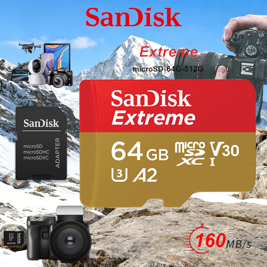 SanDisk EXTREME micro SDXC UHS-I A2 256GB (SDSQXAV-256G-GN6MN) reads 190MB/s writes 130MB/s