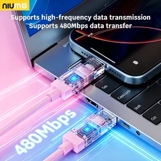 NIUMO สายชาร์จ 4in1 ตัวหัวโปร่งใส เห็นวงจรชิปภายใน ยาว1.2 เมตร สายซิลิโคนนุ่ม รองรับ PD Fast Charge รองรับ iPhone Type-C Micro Android ทุกรุ่น