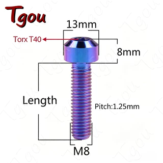 Tgou ไทเทเนียมสายฟ้า M8x10/15/20/25/30/35/40/45/50mm T40 สกรูหัว torx สําหรับรถจักรยานยนต์รัดดัดแปลงรถยนต์