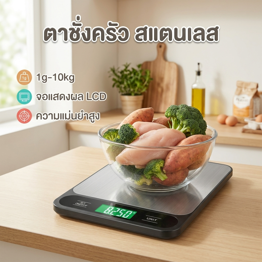 ตาชั่งครัว สแตนเลส 10kg เครื่องอบเชิงพาณิชย์10กิโลกรัมเครื่องน้ําหนักอาหารอเนกประสงค์พร้อมจอแสดงผล จอแอลซีดี และฝาครอบสแตนเลส ร้านค้า เครื่องชั่งดิจิตอล แสตนเลสแท้ 10กก จอ LED ชัดเจน ตาดิจิตอล ชั่งอาหาร