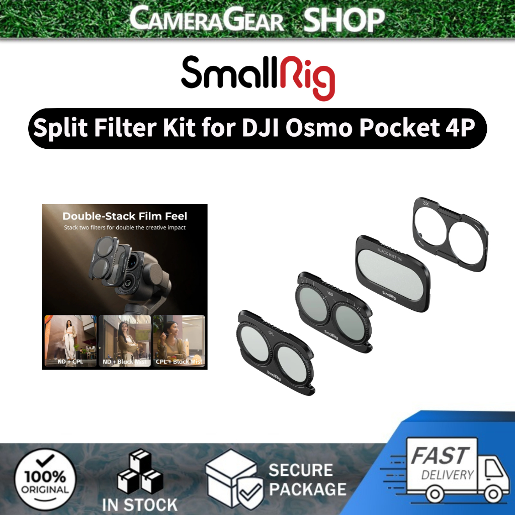 Smalriig ชุดกรองแยกสําหรับ DJI Osmo Pocket 4P(ND16/64/256 & CPLVND1-5+CPL+1/4 สีดํา Diffusion ฯลฯ)