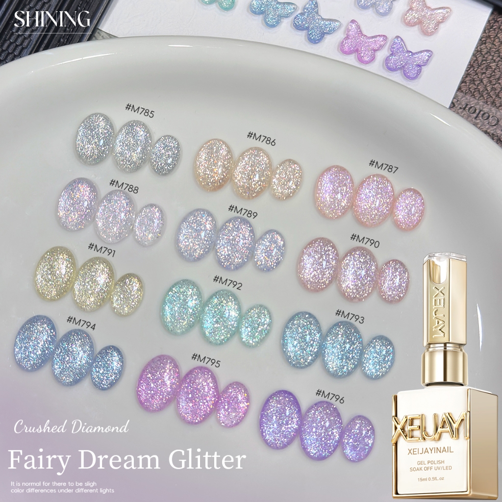 XEIJAYI 15ml – New Fairy Dream Pink Glitter Gel Nail Polish, เหมาะสำหรับร้านทำเล็บและใช้เองที่บ้าน