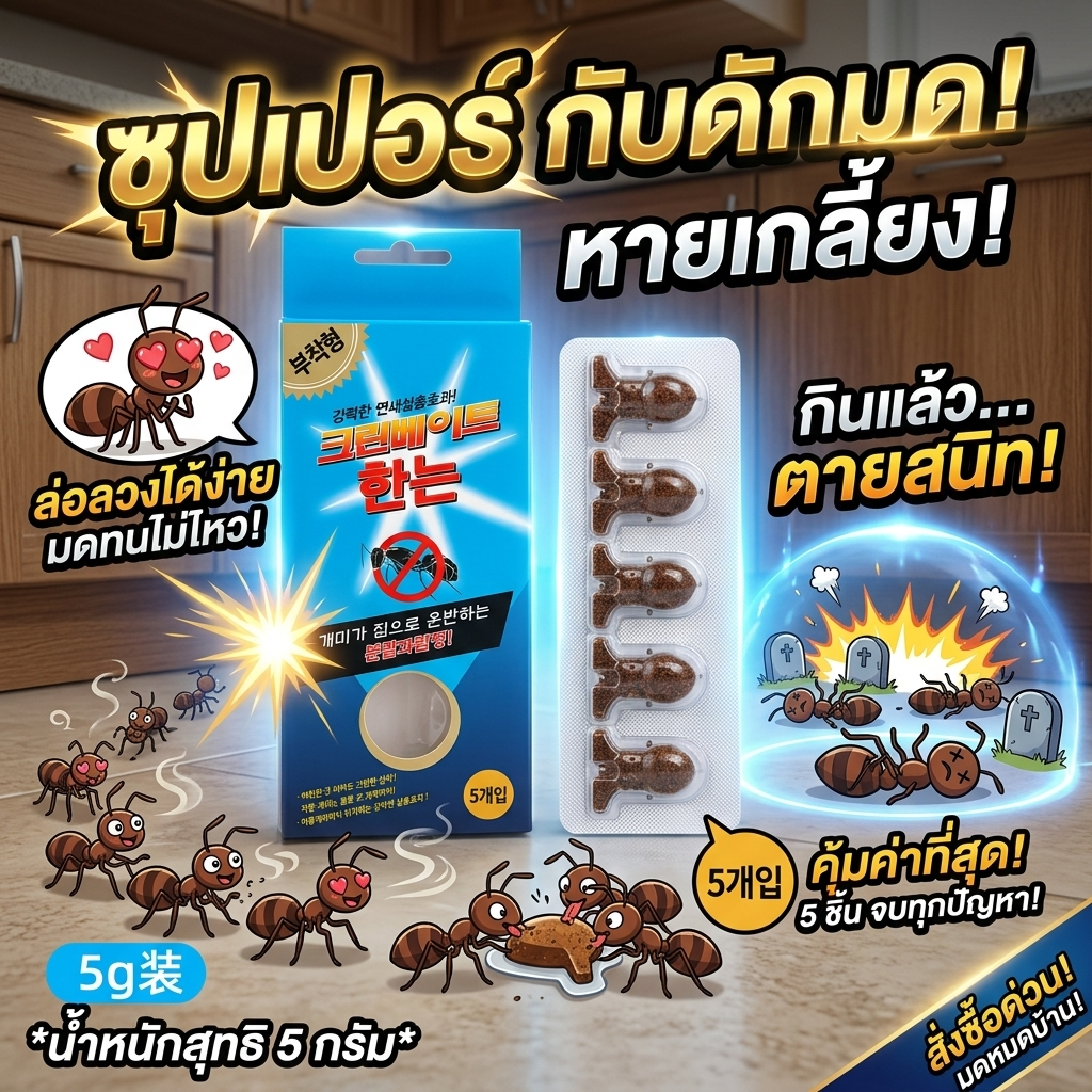 【กำจัดมดเป็นวงจร】ใช้ครั้งเดียว ได้ผล 10 ปี Hb กำจัดมด ยาฆ่ามด 蚂蚁药 หนึ่งกล่องมี 5 ตัว เหยื่อกำจัดมด เหยื่อมด ฆ่ามด อาหารกำจัดมด มดตาย ผงฆ่ามด มด ฆ่ามด Ant Bait ตายยกรัง 100%ได้ผล รุ่นอัปเกรดใหม่ ปริมาณมาก