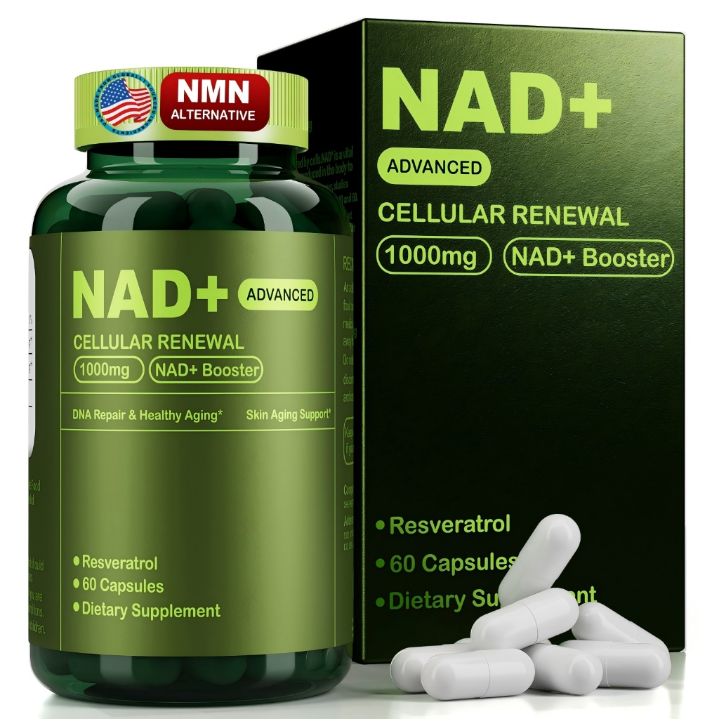 NAD+ 1000mg อาหารเสริมทางโภชนาการทุกวัน, NMN Alternative, Nutrition for Normal Cell & Skin Wellness, พลังงานประจําวัน & Mental Comfort