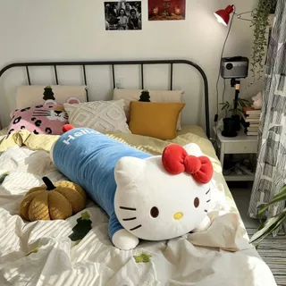 HelloKitty Cat Pillow Long Pillow Bed Sleeping Clip-On Plush Doll หมอนโซฟาสําหรับแฟนของขวัญวันเกิดแฟน