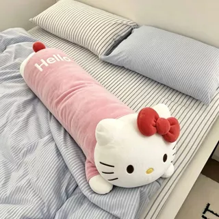 HelloKitty Cat Pillow Long Pillow Bed Sleeping Clip-On Plush Doll หมอนโซฟาสําหรับแฟนของขวัญวันเกิดแฟน