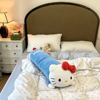 HelloKitty Cat Pillow Long Pillow Bed Sleeping Clip-On Plush Doll หมอนโซฟาสําหรับแฟนของขวัญวันเกิดแฟน
