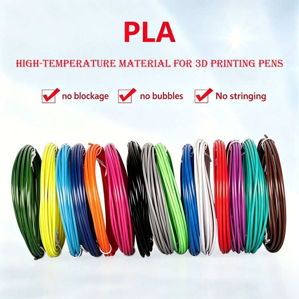 15 สีอุณหภูมิสูง PLA 3D ปากกา Filament Refill Clog-Free Bubble-Free 3D ปากกาเส้นใยสําหรับอุณหภูมิสูง