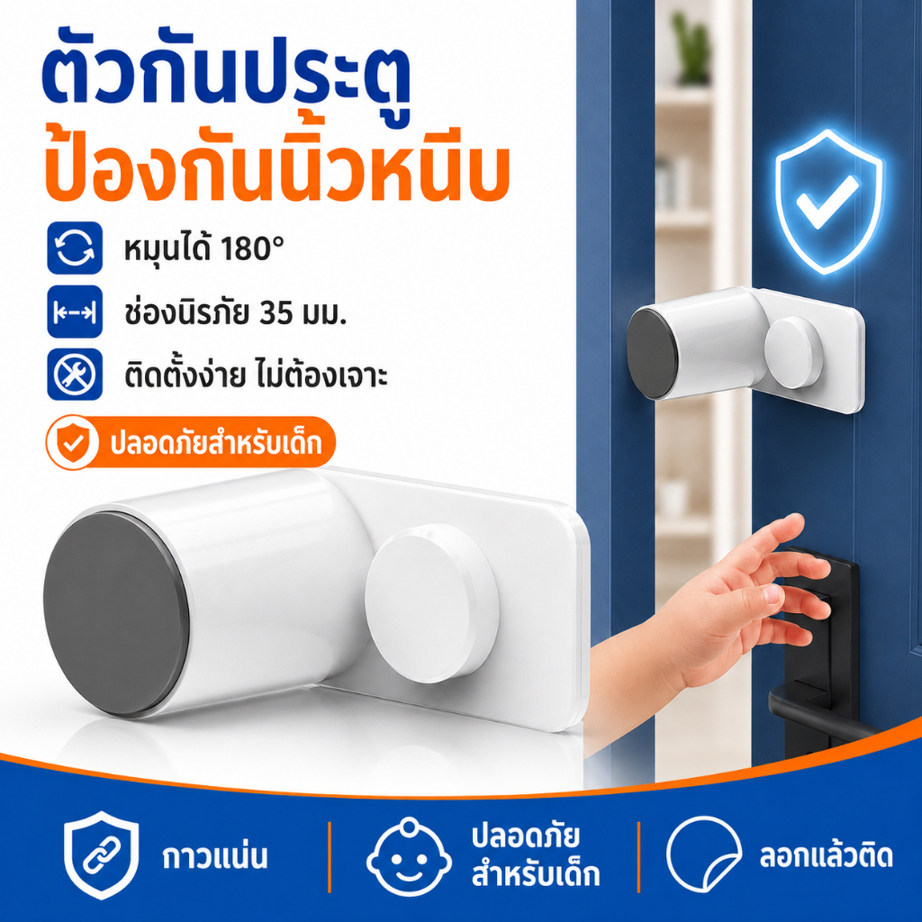 ความปลอดภัยของเด็กกันชนประตูป้องกันหยิกยามนิ้ว 180° กาวหมุนได้ประตูช่องว่างป้องกันไม่มีการเจาะสําหรับเด็กทารกบ้าน