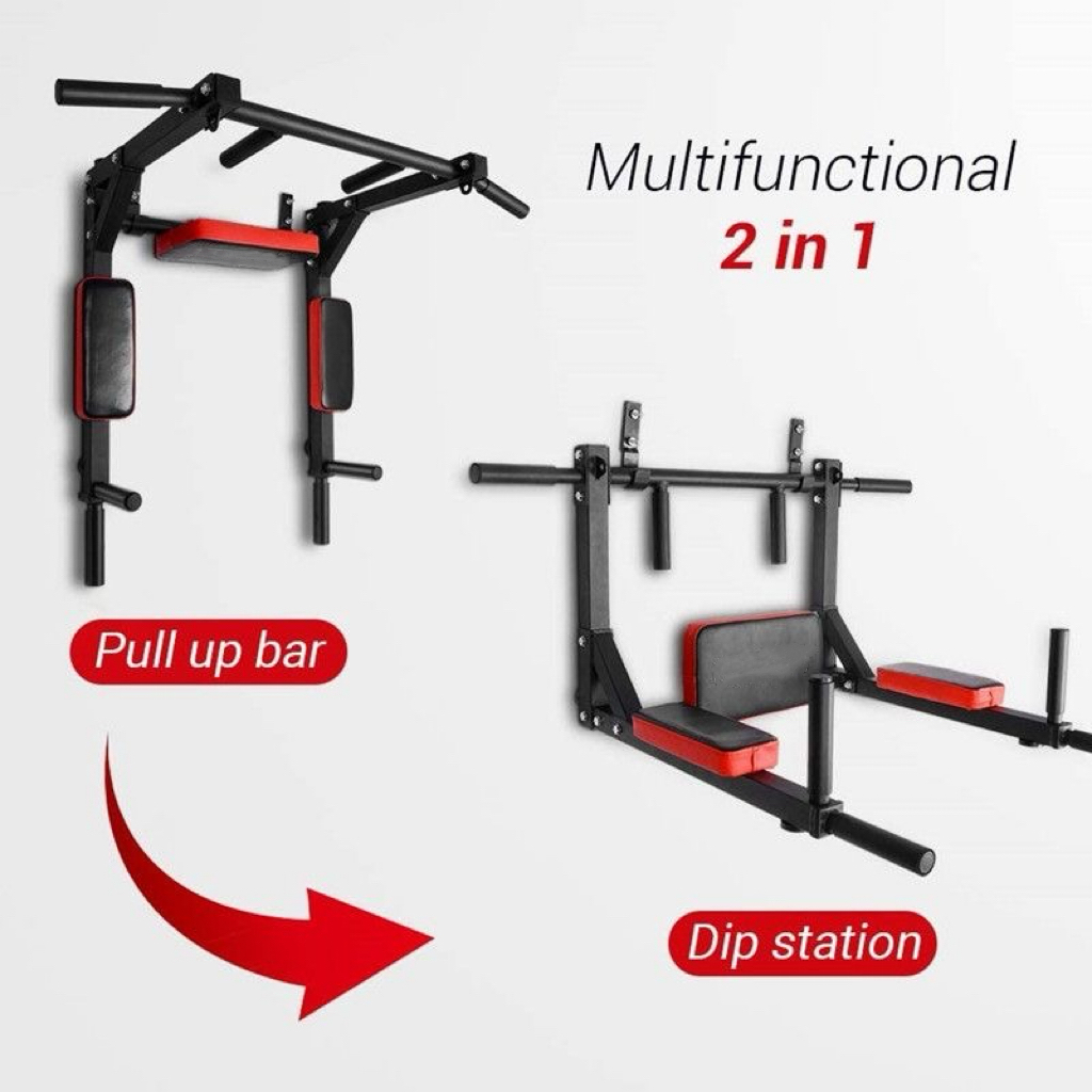 มัลติฟังก์ชั่นติดผนัง Pull Up Bar Chin Up bar Dip Station สําหรับในร่มบ้านออกกําลังกายกระสอบทราย Rac