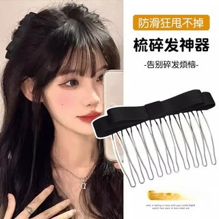 ประณีตโบว์รูปไข่ลายจุดเรียบกลับหัวหวีที่เรียบง่ายทุกการแข่งขันผมหวีผมกันลื่น